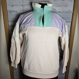 Vintage 90's Nordstrom Pastel Colorblock Pullover Quarter Zip Sweatshirt